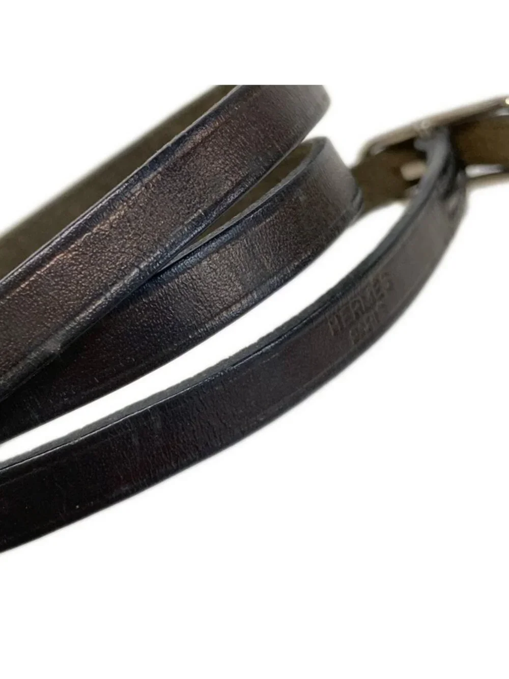 Hermes Bracelet Hapi 1 Leather Black Silver